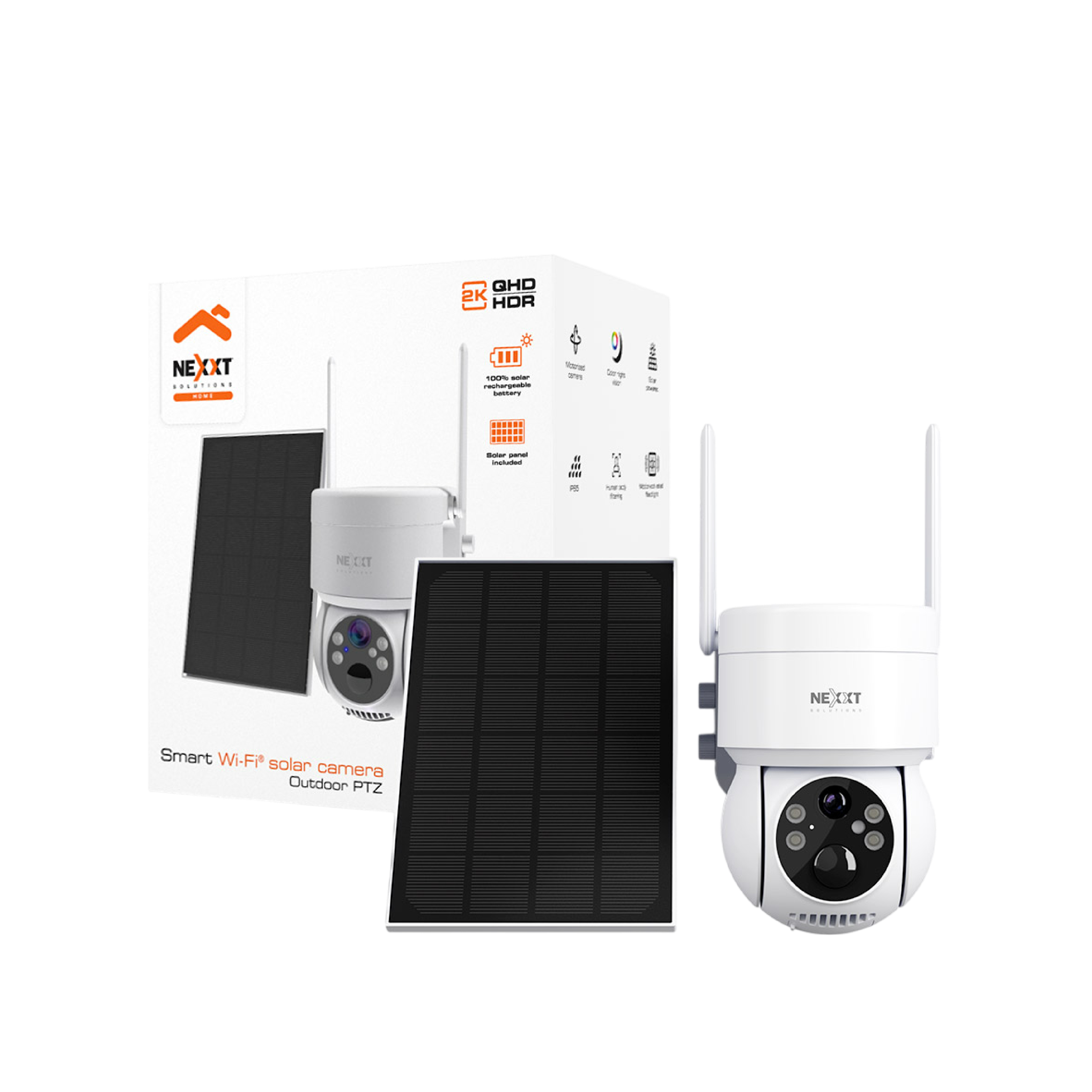 CÁMARA SMART WIFI NEXXT PTZ 2K CON PANEL SOLAR